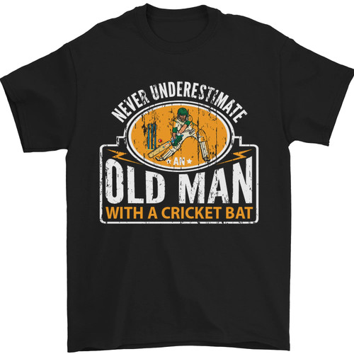 Old man with cricket bat - with,